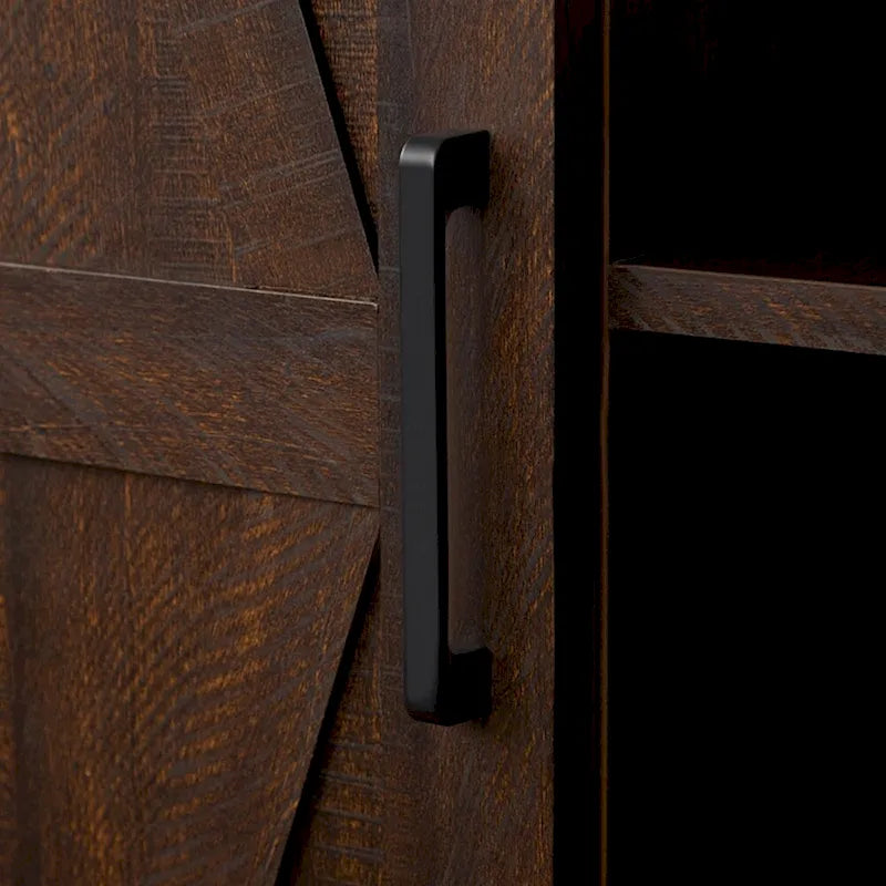 Meuble de rangement haut en bois avec porte coulissante de style grange