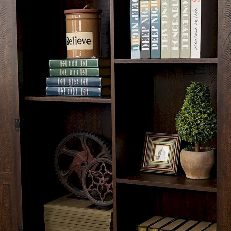 Meuble de rangement haut en bois avec porte coulissante de style grange