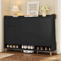 Meuble à chaussures avec étagères réglables, Organisateur de maison minimaliste avec pieds en bois massif, Buffet de rangement