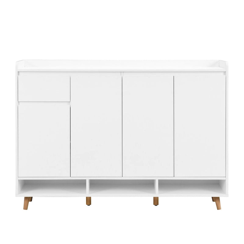 Meuble à chaussures avec étagères réglables, Organisateur de maison minimaliste avec pieds en bois massif, Buffet de rangement