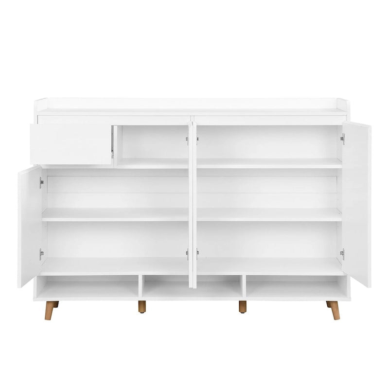 Meuble à chaussures avec étagères réglables, Organisateur de maison minimaliste avec pieds en bois massif, Buffet de rangement