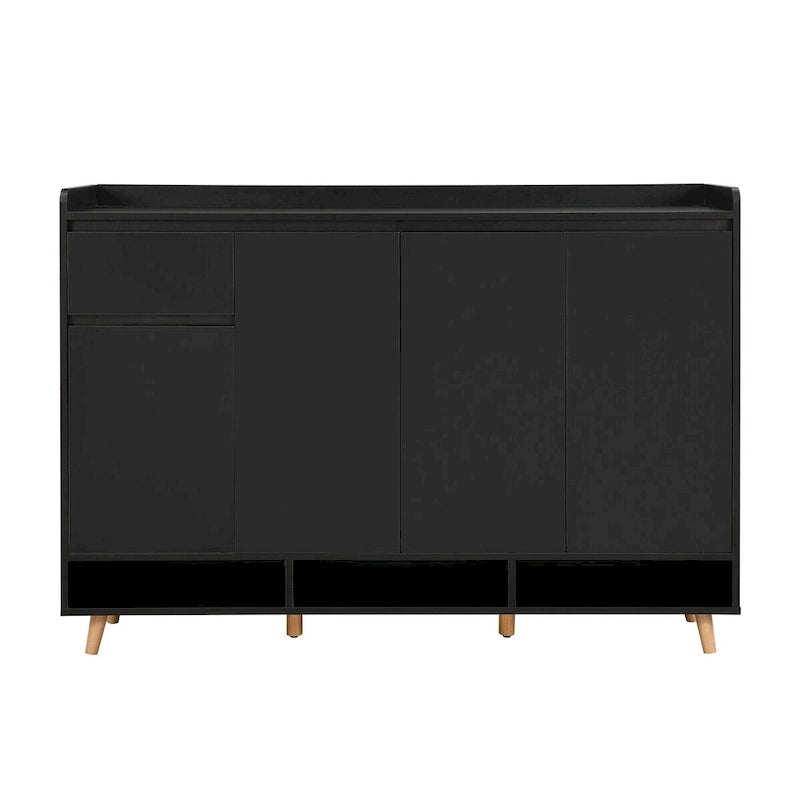 Meuble à chaussures avec étagères réglables, Organisateur de maison minimaliste avec pieds en bois massif, Buffet de rangement