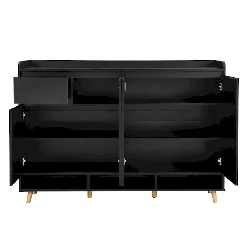 Meuble à chaussures avec étagères réglables, Organisateur de maison minimaliste avec pieds en bois massif, Buffet de rangement