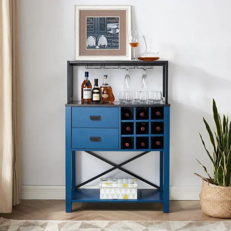 Buffet de 81 cm en bois avec casier à vin – Peut contenir jusqu'à 9 bouteilles
