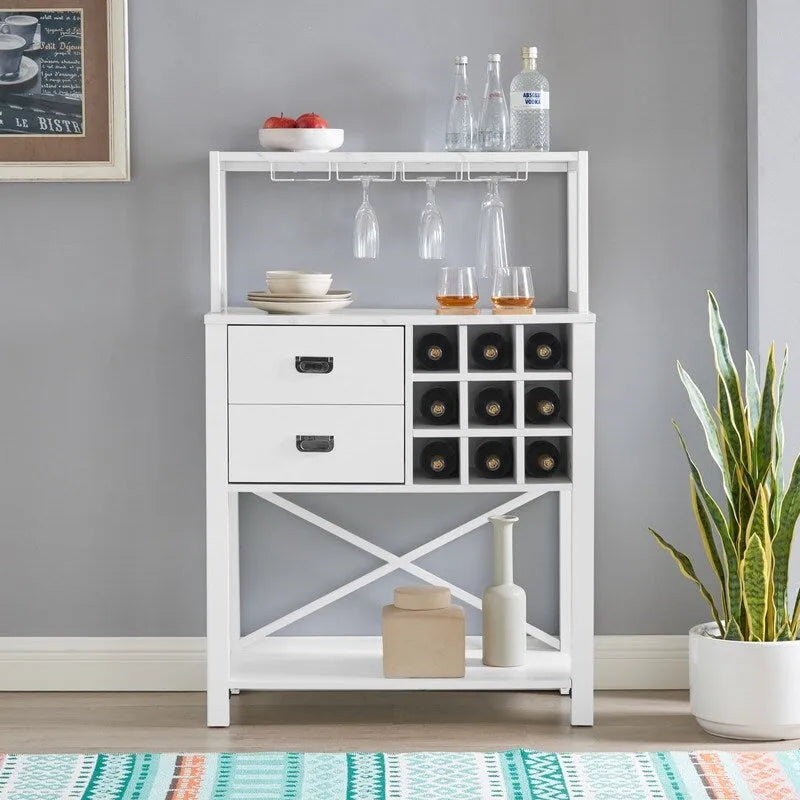 Buffet de 81 cm en bois avec casier à vin – Peut contenir jusqu'à 9 bouteilles