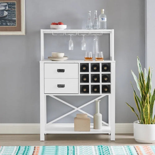 Buffet de 81 cm en bois avec casier à vin – Peut contenir jusqu'à 9 bouteilles