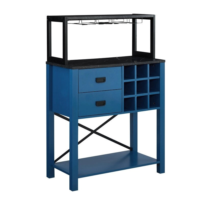 Buffet de 81 cm en bois avec casier à vin – Peut contenir jusqu'à 9 bouteilles