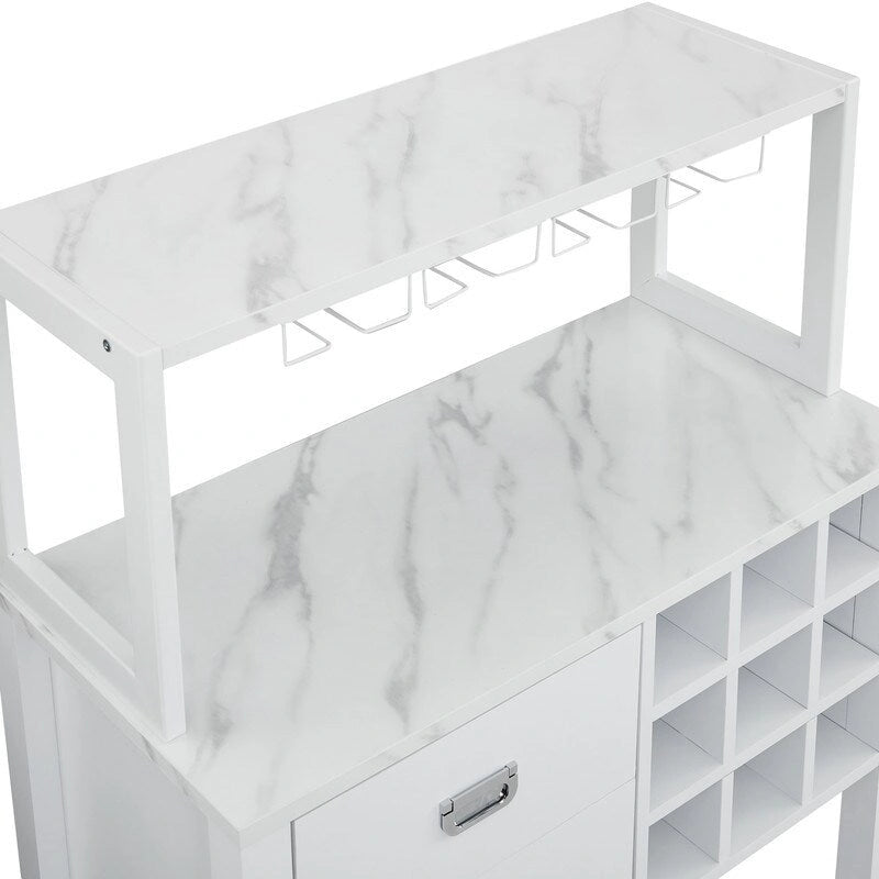 Buffet de 81 cm en bois avec casier à vin – Peut contenir jusqu'à 9 bouteilles