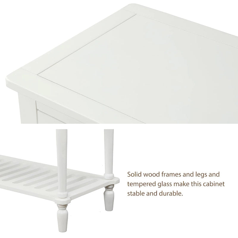 Table console de buffet avec étagère inférieure, meuble de rangement de salon en bois/verre style ferme