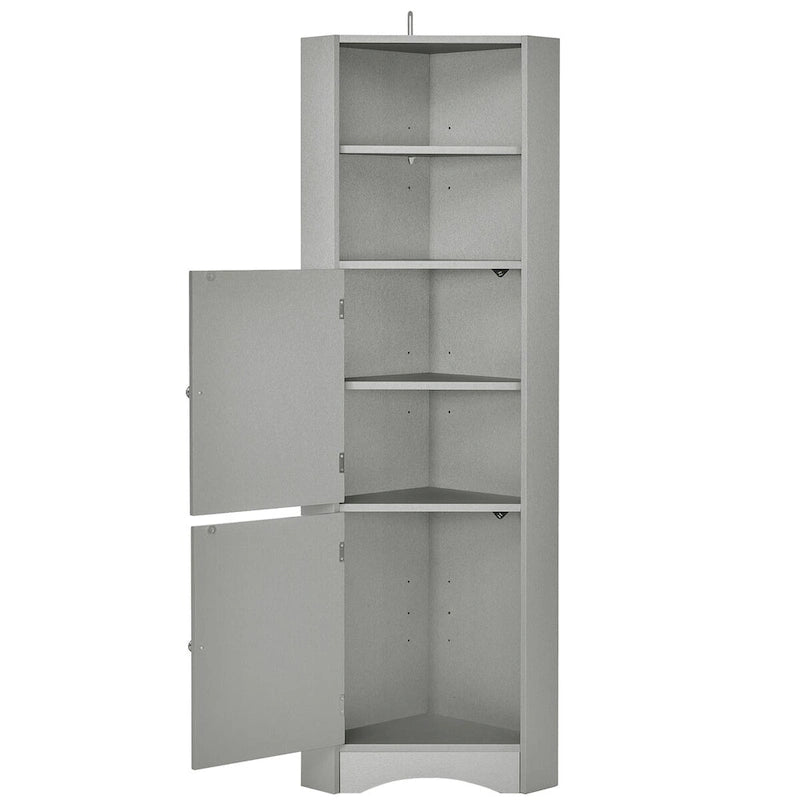 Meuble d'angle de salle de bain avec portes et étagères réglables
