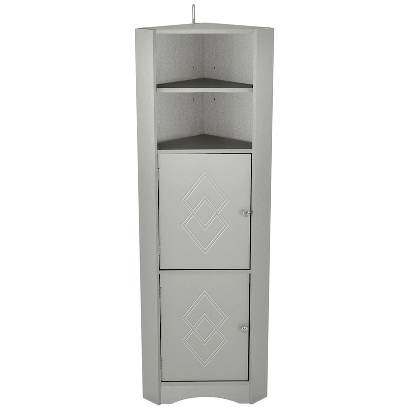 Meuble d'angle de salle de bain avec portes et étagères réglables