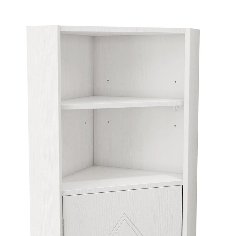 Meuble d'angle de salle de bain avec portes et étagères réglables