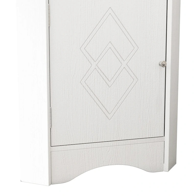 Meuble d'angle de salle de bain avec portes et étagères réglables