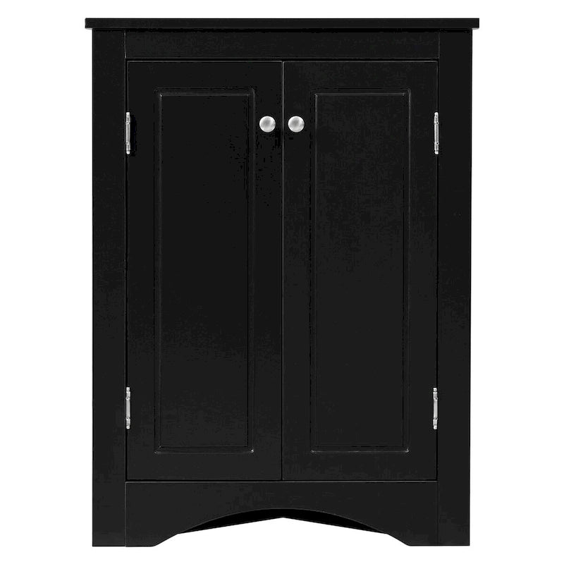 Meuble de rangement d'angle pour salle de bain avec étagères réglables, Armoire de sol autoportante