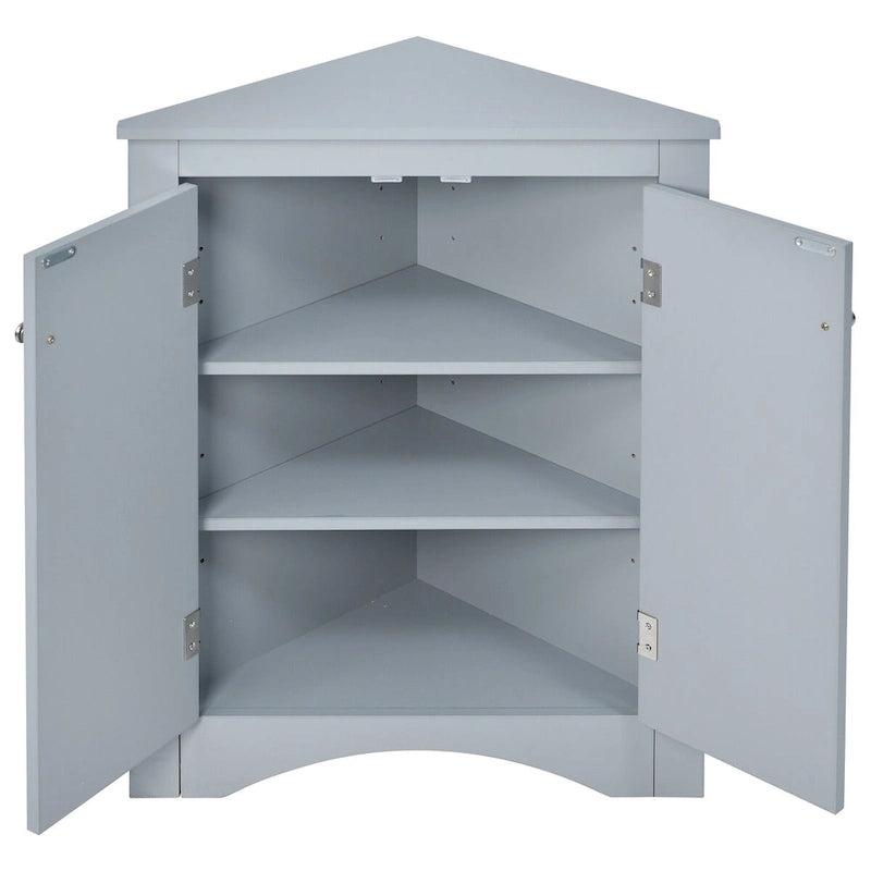 Meuble de rangement d'angle pour salle de bain avec étagères réglables, Armoire de sol autoportante