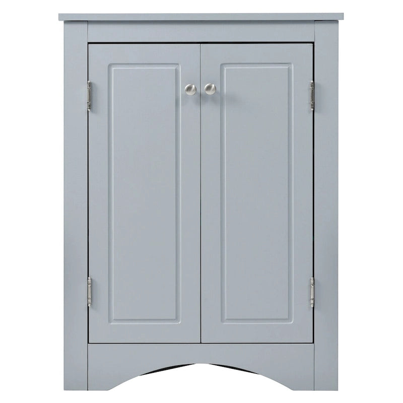 Meuble de rangement d'angle pour salle de bain avec étagères réglables, Armoire de sol autoportante
