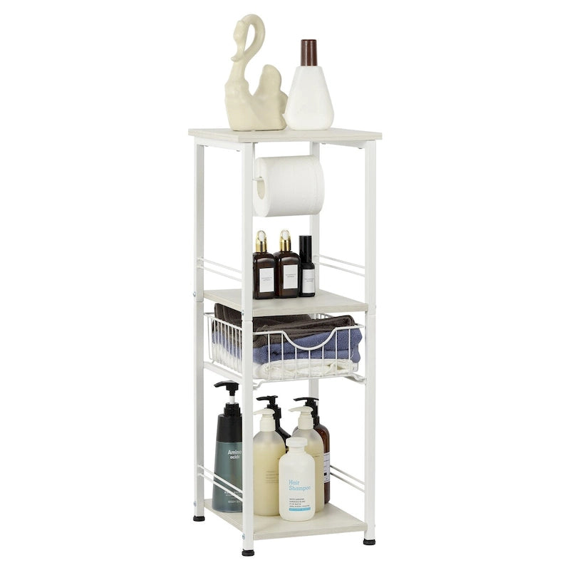 Étagère de salle de bain autoportante avec tiroir