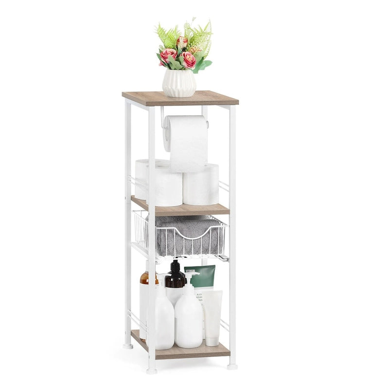 Étagère de salle de bain autoportante avec tiroir