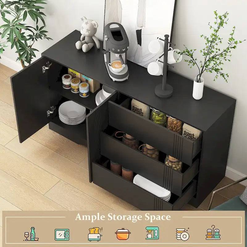 Buffet de salle à manger avec rangement, Buffet de cuisine moderne avec tiroir et portes