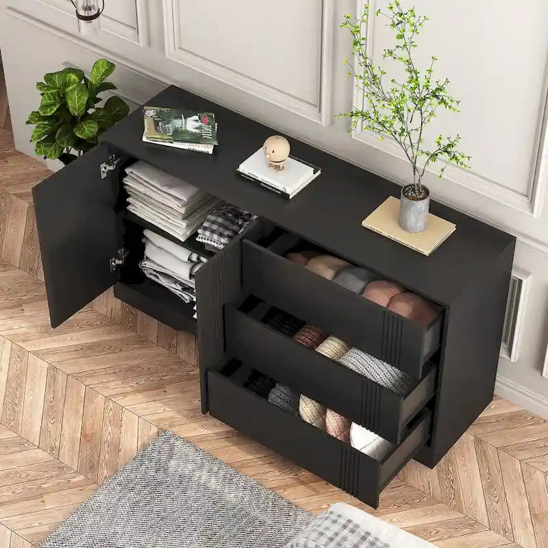 Buffet de salle à manger avec rangement, Buffet de cuisine moderne avec tiroir et portes